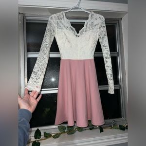 lace and pink semi formal dress